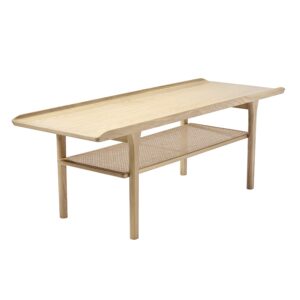 Aakjær Sofabord, No. 25 - aflangt - Underhylde i natur flet.