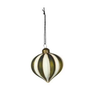 Julekugle - Stribet - Grøn