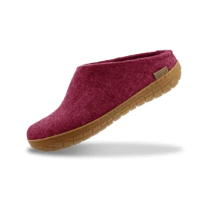 Glerups tøffel med naturgummisål - cranberry